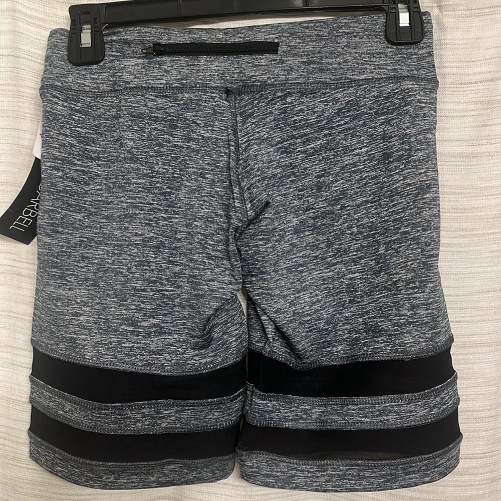 LAST CALL Grey biker shorts with mesh accents
